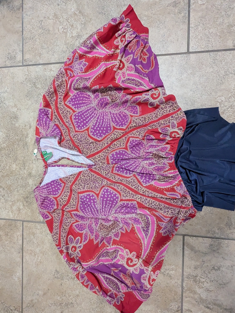 Farm Rio Vibrant Floral Boho Bodysuit in Red & Purple - Picture 5 of 9